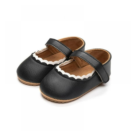 

0-18M Baby Girls Mary Jane Flats with Bowknot Non-Slip Toddler First Walkers Princess Dress Shoes