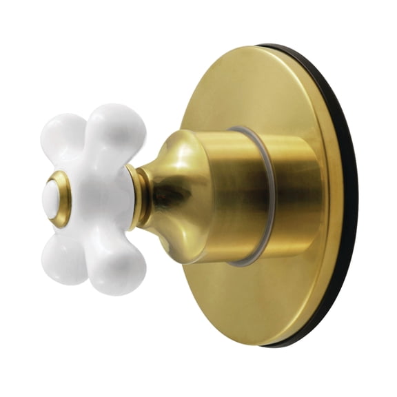 Kingston Brass KS4037PX Restoration Single-Handle Six-Way Diverter Valve with Round Trim Kit in Brushed Brass