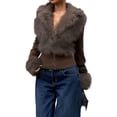 thumbnail image 3 of UDAUDU Women's Faux Fur Fuzzy Coats Zip Up Jacket Slim Fit Fall Winter Outwear | Fluffy Warm Coat,Fuzzy Long Sleeve Jacket,Casual Y2K Style,Fall Going Out Outfits,Daily wear M, 3 of 6