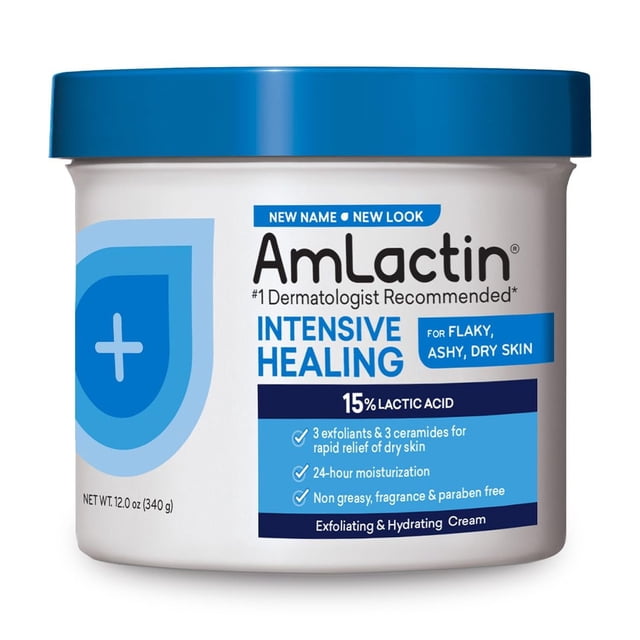 Crema corporal AmLactin Intensive Healing, 355 ml, exfoliante 2 en 1