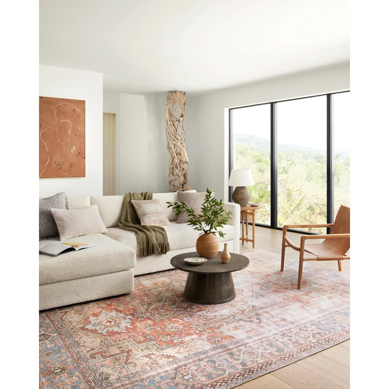 Loloi II Loren Collection Vintage Hand-Knotted Terracotta/Sky