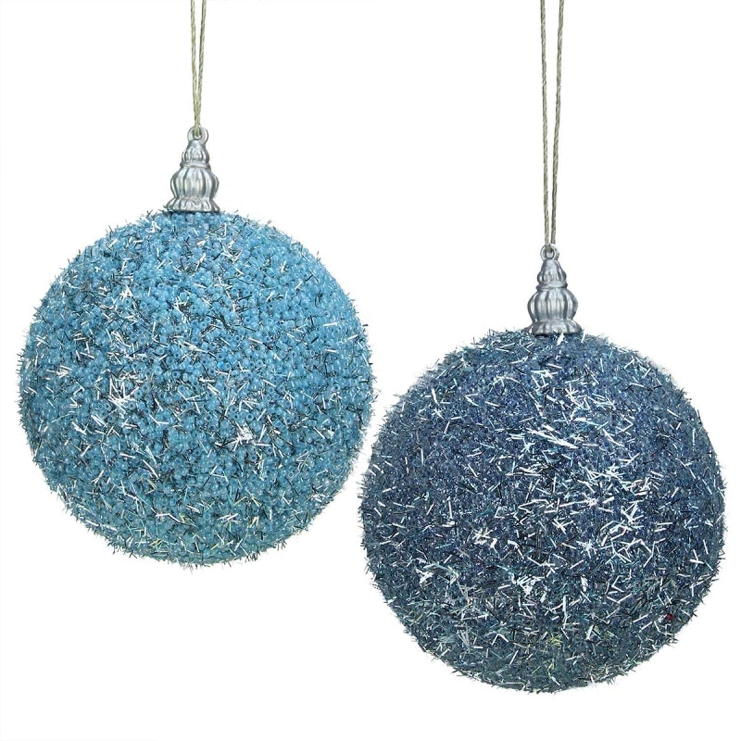 Pack of 4 Light Blue Beaded Silver Tinsel Confetti