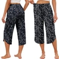 thumbnail image 2 of Ekouaer Womens Pajama Pants Capri 2026 Wide Leg Lounge Pj Pants Summer Comfy Drawstring Pajama Bottoms with Pockets, 2 of 5