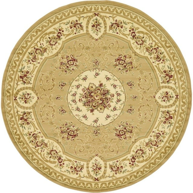Unique Loom Tapis Motif Médaillon Versailles 8' x 8' Ronde Bronzage/ivoire