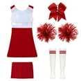 thumbnail image 2 of RUNQHUI Girls Cheerleading Outfit School Musical Cheer Leader Costume Sequins Dress with Shorts B Red 14, 2 of 5