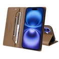 thumbnail image 2 of For iPhone 16 Plus Flip Wallet Phone Case,[RFID Blocking]PU Leather Magnetic Folio Cover,With Card Slots,Flip Folding Kickstand,Shockproof TPU Anti-fall Rugged Phone Case Cover,Brown, 2 of 9