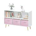 thumbnail image 6 of 2-Tier Bookcase Book Shelf with Collapsible Fabric Drawers, Toy Storage Cabinet Organizer with 4 Pine Legs,   Children's Book Display for Playroom, Living  room, White+Pink, 6 of 9