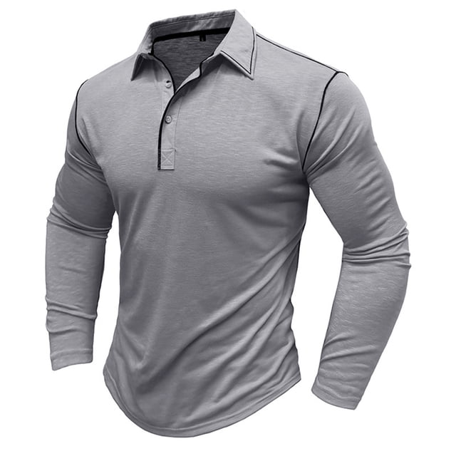 KIHOUT Chandails pour Hommes à Manches Longues Musclé Robuste Basique Blouse de Couleur Unie T-Shirt à Manches Longues Col Rond Blouses et Chemises GY/S
