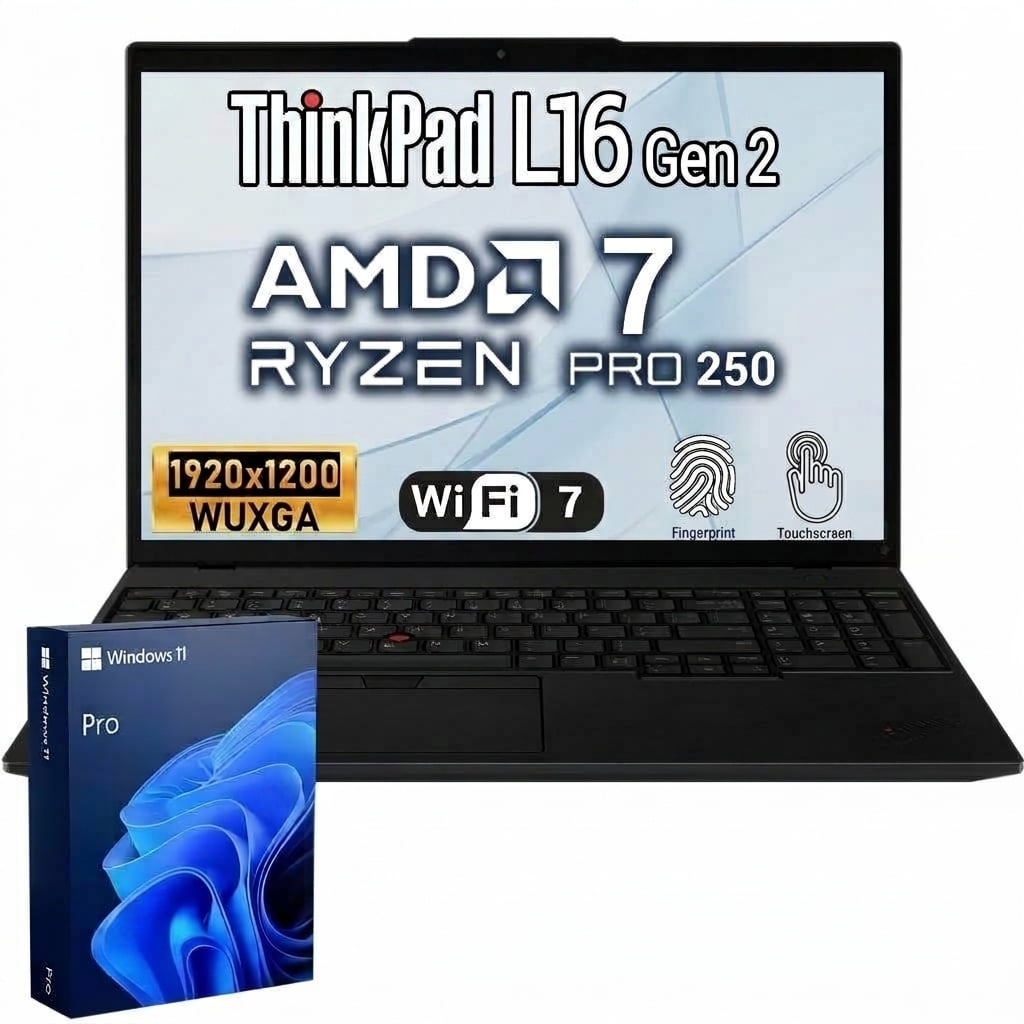 Lenovo ThinkPad L16 Business Laptop, 16" FHD+ Touchscreen, AMD Ryzen 7 Pro 250, 16GB DDR5, 512GB SSD, Windows 11 Pro