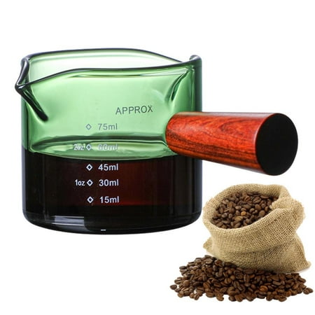 

Famure Measuring Shot Glass Double Spouts Expresso Shots Cup Barista Tools Shot Glass with Wooden Handle 75ML Expresso Coffee Cup eco friendly