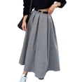 thumbnail image 3 of Women'S High Waisted Elegant Pleated Long Skirt A Line Swing Skirts Gray S, 3 of 9