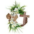 thumbnail image 6 of Jlong Easter Wreath Door Hanging Decoration with Cross, Rustic Bouquet Garland for Front Door Decor, Artificial Spring Plant Flower Decorations Grape Vines Wreath, 6 of 7