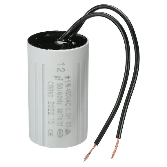 CBB60 12uF Running Capacitor, AC 450V 2 Wires 50/60Hz Cylinder 60x35mm for Motor Start