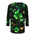 thumbnail image 5 of Lolmot T-Shirt à Col Rond Imprimé de la Saint-Patrick pour Femmes, Manches Trois Quarts 3/4, Coupe Ample, 5 of 5