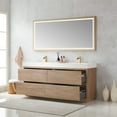 thumbnail image 4 of Huesca 72" Double Sink Bathroom Vanity Natural Oak Wood White Top No Mirror, 4 of 11