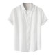 thumbnail image 1 of Camisa de manga corta de verano para hombre, color liso y solapa - Estilo sencillo y moderno, poliéster, para todas las estaciones, 1 of 8