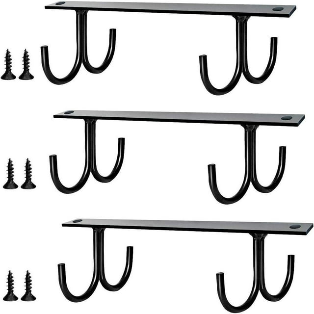 3 Sets Mugs Hooks Under Cabinet,Coffee Cups Holder,Mugs Drying Racks,Bar Kitchen Utensils Hanger,Black