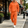 thumbnail image 2 of Delconic Mens Hoodie and Jogger Set Pullover Hooded Sweatshirt and Drawstring Sweatpants Casual Athletic Two Piece Outfit Saffron L, 2 of 9
