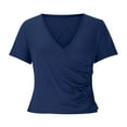 thumbnail image 5 of Mittory Women's V Neck Short Sleeve T Shirts Double Lined Tee Seamed Cup Going Out Tops, 5 of 6