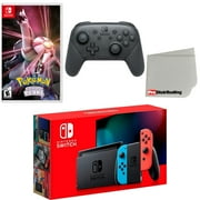 Nintendo Switch Console Neon Red & Blue with Extra Wireless Controller, Pokemon Shining Pearl and Screen Cleaning Cloth