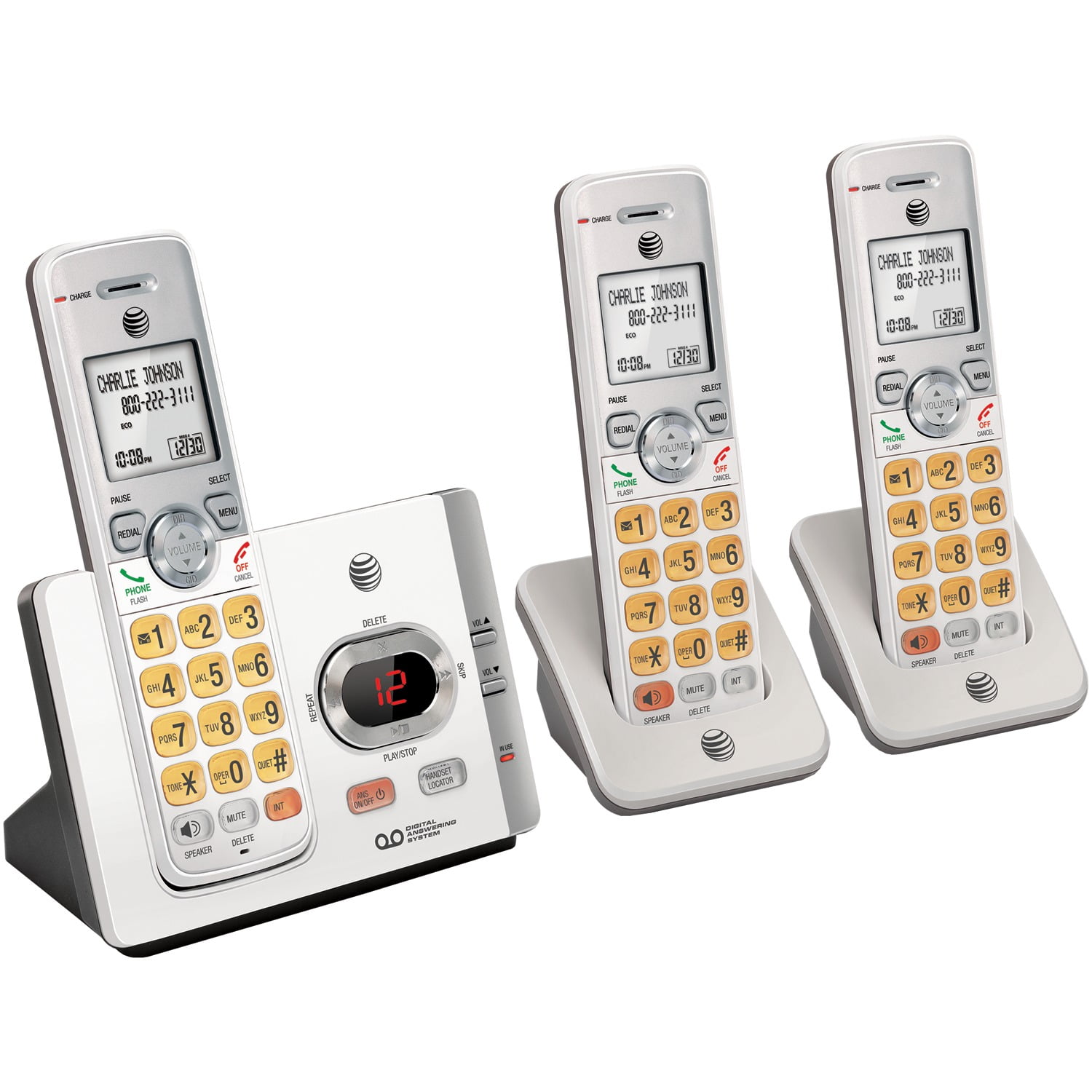 AT&T DECT 6.0 3-Handset Expandable Cordless Phone System with Caller ID & Call Waiting, White, EL52315