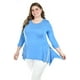 thumbnail image 1 of Blusa asimetrica con detalles de encaje Roman Fashion /Tallas Extras, 274 (Azul claro) azul 42, 1 of 6