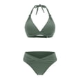 thumbnail image 2 of BESEW7 Women Swimsuit Bikini 2 Piece Set, Halter Push Up Separates Swimsuit, 2026 New Trendy High Waisted Tummy Control Swimwear for Beach Vacation Light Green L, 2 of 5