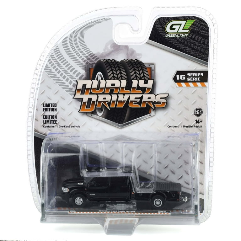 Greenlight 1/64 2023 Ram 3500 Dually Flatbed Truck, Black, Dually