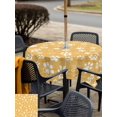 thumbnail image 5 of Outdoor Tablecloth with Umbrella Hole for Patio/Picnic/Party/Camping, Yellow Orange Dog Paw Waterproof Table Cloth Square Cover Washable, Modern Geometric Abstract Aesthetics (60"x 60"), 5 of 9