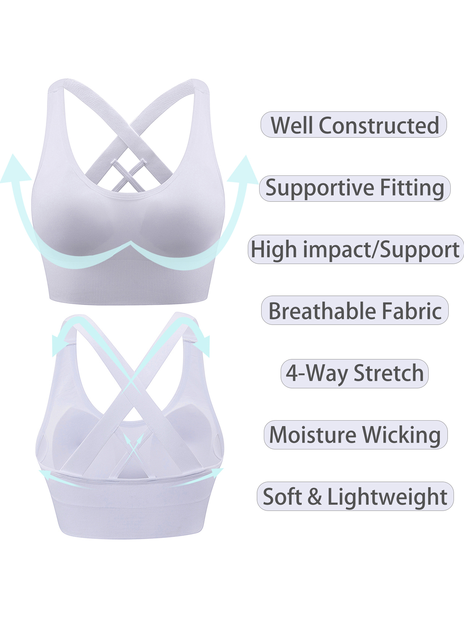 Hanerdun 3-Pack Women's Padded Seamless Sports Bra photo 4