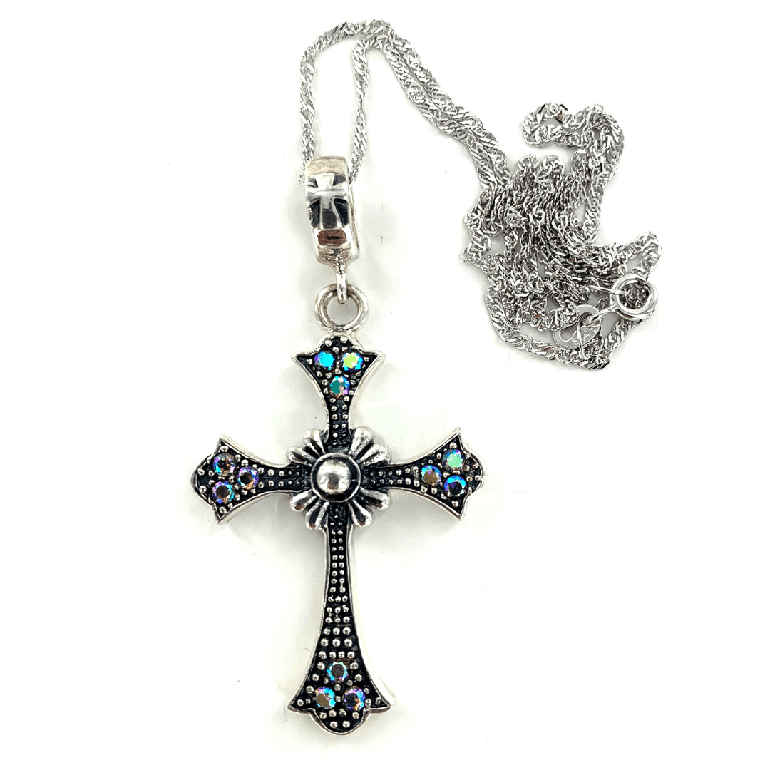 Antique Jeweled Cross - Necklace - Pendant