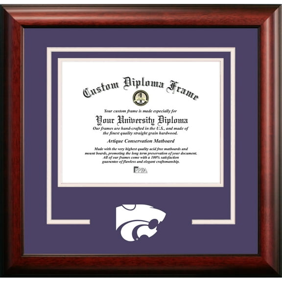 Campus Images KS998SD-1185 11 x 8.5 in. Kansas State Wildcats Spirit Diploma Frame - Satin Mahogany