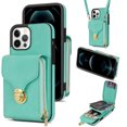thumbnail image 1 of Nalacover Wallet Case for iPhone 13 Pro,with Removable Adjustable Shoulder Strap,PU Leather Back Zipper Pocket Card Holder Stand Purse Shockproof Phone Case for Women Men,Mint, 1 of 7