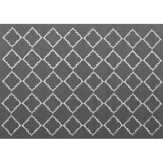 Ahgly Company Indoor Rectangle Trellis Gray Modern Area Rugs, 8' x 10'