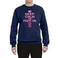 thumbnail image 2 of Keep Calm and Fight On Breast Cancer Awareness Unisex Crewneck Graphic Sweatshirt, Navy, 2XL, 2 of 3