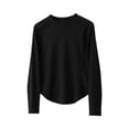 thumbnail image 3 of Ladies Fleece Thermal Long Sleeve Round Neck Undershirt Top Base Layer Warm Soft Loose Fit Winter Layering Cold Weather | CSEONE,Black XL, 3 of 9