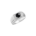 thumbnail image 4 of RYLOS Men's Ring Sterling Silver Ring, 7MM Round Shape Gemstone Designer Style Rings Cabochon Onyx October Birthstone Rings Silver Size 8, 4 of 7
