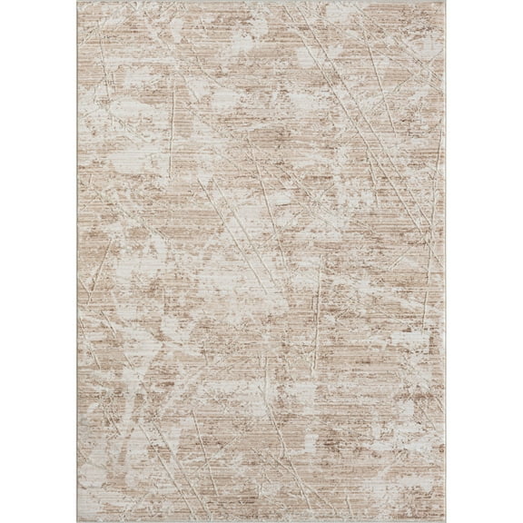 LR Home Mia 4' X 6' Beige/Ivory Abstract Striped Premium Ultra-Soft Indoor Area Rug