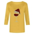 thumbnail image 4 of XIAOCHA Womens T-Shirts Wine Glass And Santa Hat Print Crew Neck Pullover Tees Shirt Long Sleeves Loose Fit Tees Christmas Holiday Wear, 4 of 5