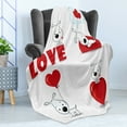 thumbnail image 4 of Love Soft Flannel Fleece Throw Blanket, Funny Dogs with Heart My Pet Best Friends Companions Ever House Animal Theme, Cozy Plush for Indoor and Outdoor Use, 50" x 60", Red White, by Ambesonne, 4 of 5
