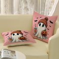 thumbnail image 4 of Halloween Pillow Covers 18x18 Set of 2 Pumpkin Black Bats Cute Ghost Throw Pillow Covers Halloween Decorations Pink Pillowcase Halloween Home Decor Linen Outdoor Cushion Case for Couch Sofa, 4 of 6