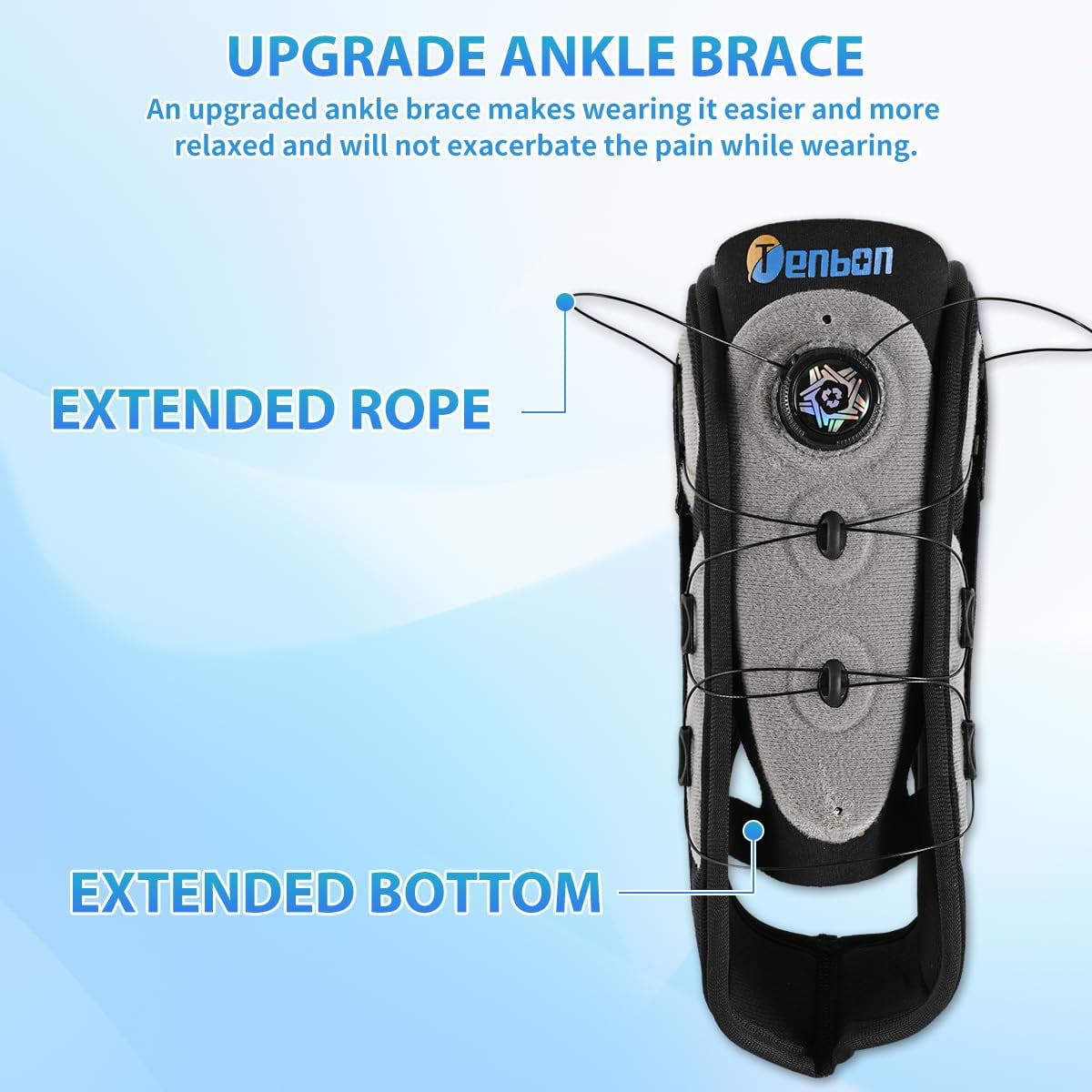 Tenbon Ankle Support Brace for Men and Women Adjustable Knob Ankle Brace for Plantar Fasciitis and Tendonitis - for Sports, Fitness, Injury Recovery, Sprain, 1PCS (Medium)
