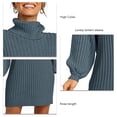 thumbnail image 2 of Vestidos De Suéter De Manga Larga, Vestido De Suéter De Punto Cómodo Hasta La Rodilla Cuello Alto De Rayas Verticales Para Citas Para Mujeres Para La Oficina, 2 of 6