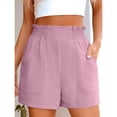 thumbnail image 5 of Linen Shorts for Women Casual Comfy Shorts Summer Trendy Mid Waisted Short with Pockets 2026 Pink, 2XL, 5 of 5