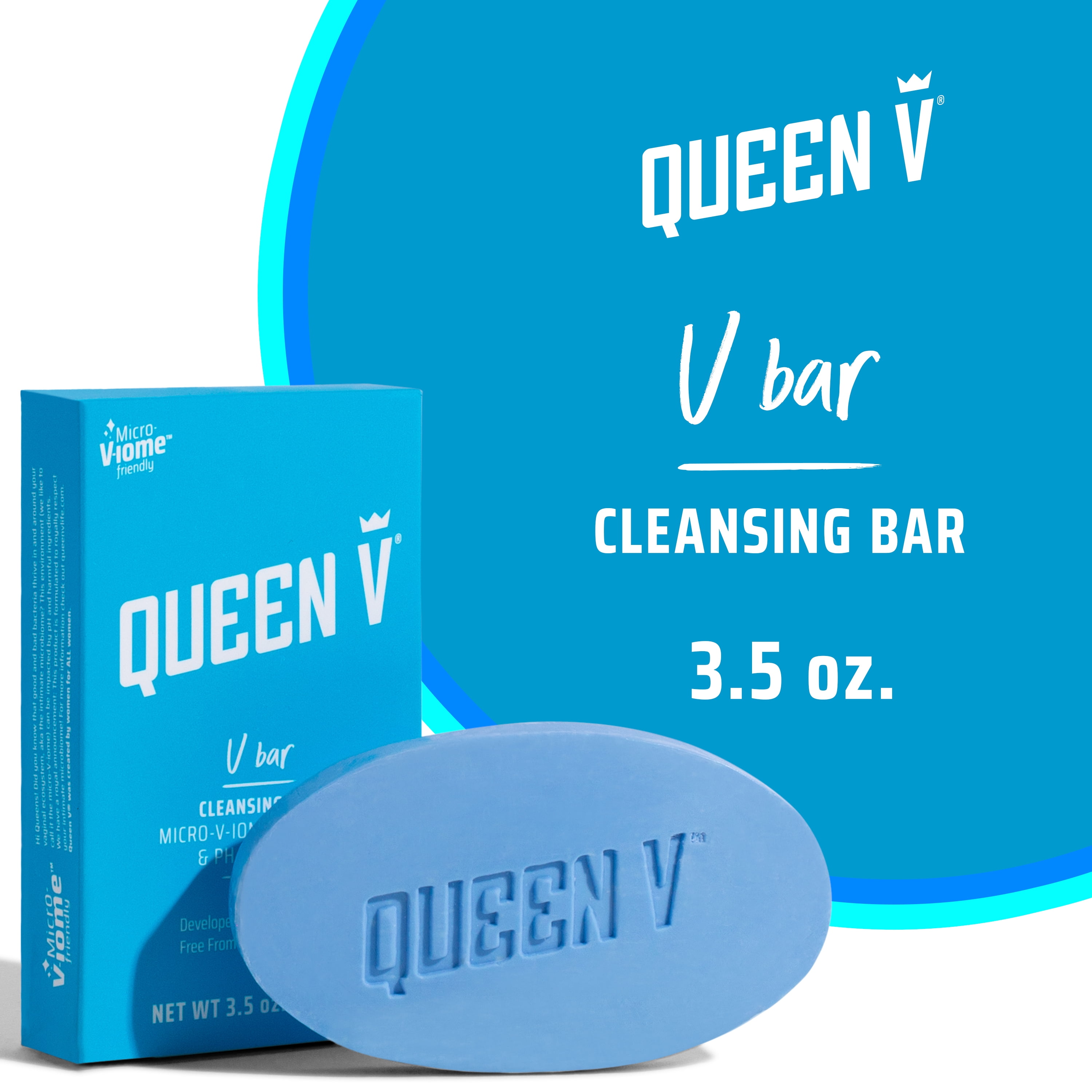 QUEEN V V Bar- Cleansing Bar, 3.5 oz., pH Balanced, Enriched with Aloe and Rose Water, For Use on External Intimate Area image image picture