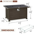 thumbnail image 3 of Homrest 44in Outdoor Propane Gas Fire Pit Table, 50,000 BTU with Glass Wind Guard, Brown PE Rattan, 3 of 11
