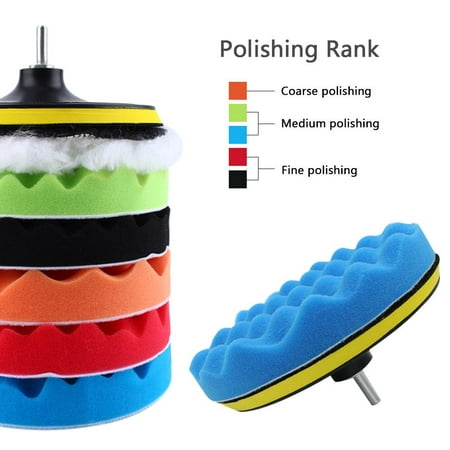 Hilitand 7  Polishing Sponge Waxing Buffing Pad Compound Auto Car Polisher Drill Kit (Best Buffing Compound For Boats)