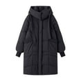thumbnail image 5 of Xdegoge Long Puffer Jackets for Women Warm Zip up Heavy Winter Coat Thermal Padded Button Down Winter Coats Quilted Hooded Long Sleeve Jacket with Pockets Outerwear, 5 of 6