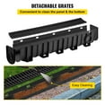 thumbnail image 4 of 4-Pack Trench Drain System, 5.9x7.5-Inch HDPE Channel Drain with Plastic Grate, Black Garage Floor Drain for Driveway, Garden, Yard – Includes 4 End Caps, 4 of 11