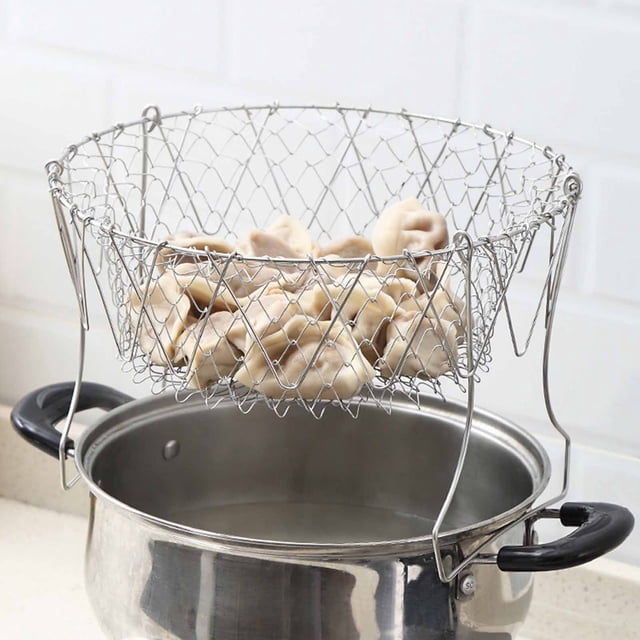 Cesta Para Freír De Acero Inoxidable, Cesta Plegable Y Práctica Para Patatas Fritas Para Snack Bar